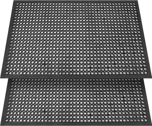 Estera de Goma Antifatiga 2 Pack para Pisos de Cocina de Restaurante, Esteras de Goma Antideslizantes para Barras, Esteras de Puerta, Esteras de
