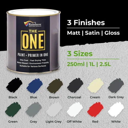 Miniatura 6 de THE ONE Pintura e imprimación todo en uno, negro mate, 8.5 onzas líquidas/250ml, fórmula de 1 capa, decoración fácil de interiores y exteriores