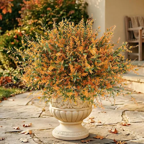 MACTING 12 paquetes de flores artificiales de lavanda de otoño para exteriores, plantas falsas resistentes a los rayos UV, arbustos artificiales de