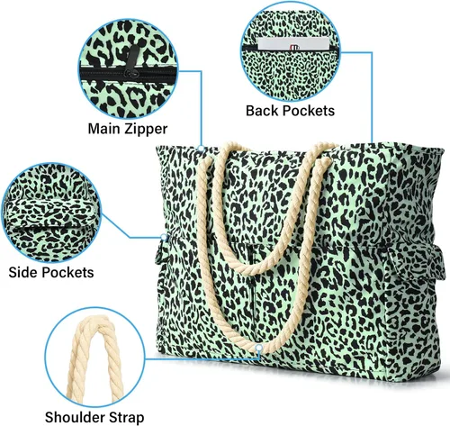 Miniatura 3 de Becokan Bolsa de playa para mujer, bolsa de playa extra grande, impermeable, a prueba de arena, con cremallera, bolsa de playa para piscina