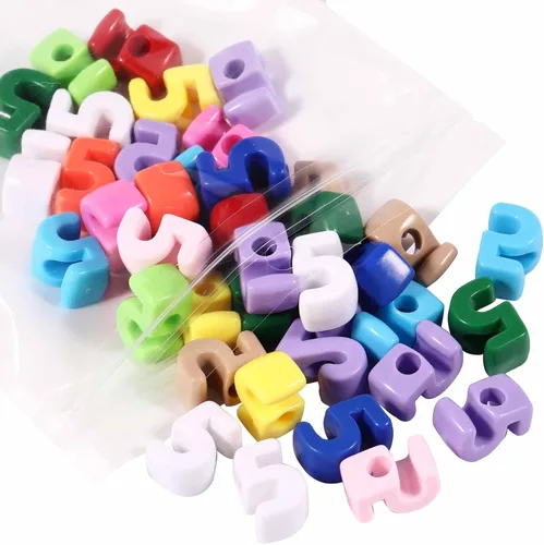 Miniatura 11 de 40 cuentas de letras 3D focales acrílicas sueltas para hacer joyas, pulseras, collares, llavero, bolsa de teléfono, cadena, llaveros (letras mixtas)