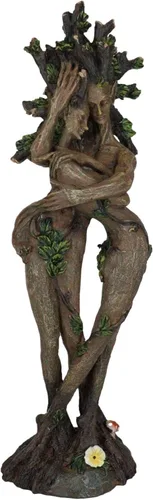 Ebros Gift Danza de primavera Celta Greenman y árbol Mujer Gaia Dryad Ent Nativo Tierra Diosa Pareja Abrazando Figura Árbol de la Vida Criatura