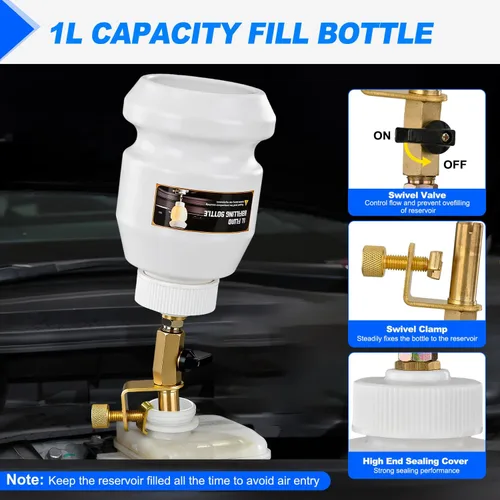 Miniatura 4 de GOOACC Kit de Purga de Frenos 2L Bomba de Vacío Neumática Extractor de Fluido con Botella de Rellenado 1L y Adaptadores Herramientas de Purga
