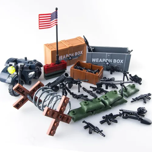 Miniatura 4 de Paquete de armas, accesorios de armas militares, juguetes modelo soldado de la Segunda Guerra Mundial, equipo militar, bloques de batalla