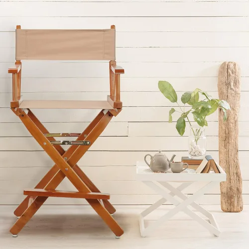 Miniatura 4 de Casual Home - Silla de director de 24 pulgadas, marco de roble miel, con lona bronceada, altura de mostrador