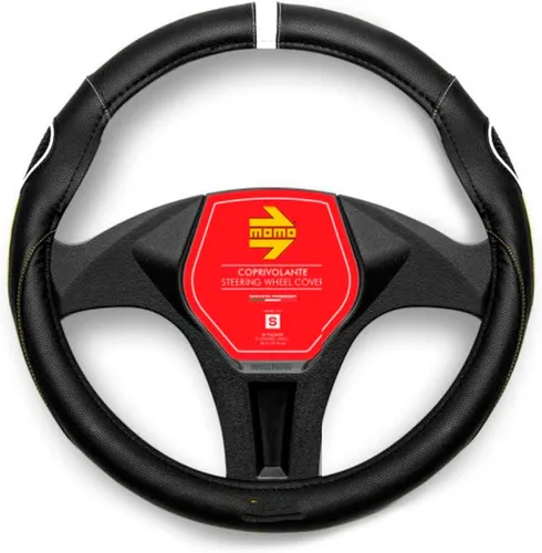 Miniatura 3 de MOMO Funda universal para volante de carbono, color negro y amarillo