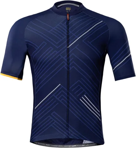 Santic Camiseta de ciclismo para hombre, manga corta, camisas de ciclismo de montaña, chaqueta de bicicleta con bolsillos