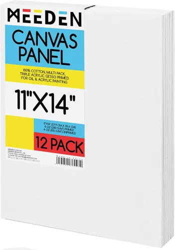 Miniatura 17 de MEEDEN Paquete de 12 tableros de lona 100% algodón para pintar, paneles de lienzo en blanco de 5 x 7 pulgadas para pintura al óleo y acrílica