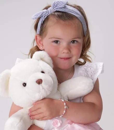 Miniatura 2 de Pulsera de tiara de princesa de plata esterlina para niñas con perlas cultivadas y cristales rosados de alta gama