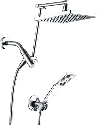 Miniatura 12 de BRIGHT SHOWERS Cabezal de ducha de lluvia con rociador de mano, combo de cabezal de ducha de lluvia de 8 pulgadas con manguera de 60", juego