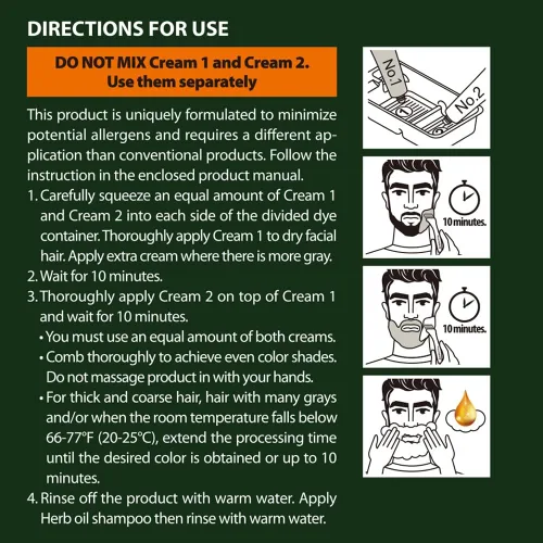 Miniatura 6 de Tinte para bigote y barba para hombre (marrón oscuro, paquete de 3), sin PPD, sin amoníaco, vegano con ingredientes naturales, suave para pieles