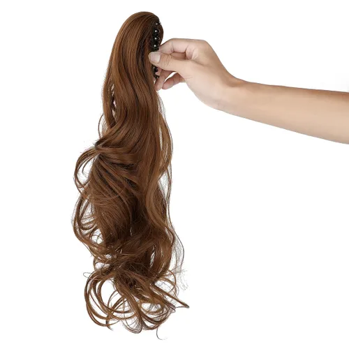 Miniatura 18 de Extensión de cola de caballo con clip de garra, extensiones de cabello ondulado de 18 pulgadas, cola de caballo larga para mujer, extensiones