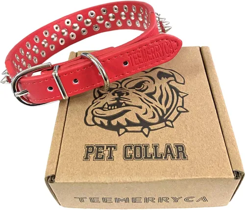 Miniatura 2 de TEEMERRYCA - Collares para perro ajustables de piel de microfibra con tachuelas y una pelota chillona de regalo, para mascotas pequeñas, medianas