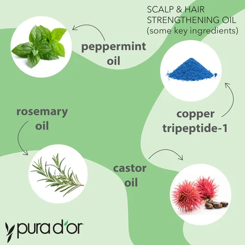 Miniatura 3 de PURA D'OR Aceite para fortalecer el cuero cabelludo y el cabello (3.3 onzas x 2 = 6.6 onzas) soporta un crecimiento óptimo, reduce la rotura, nutre