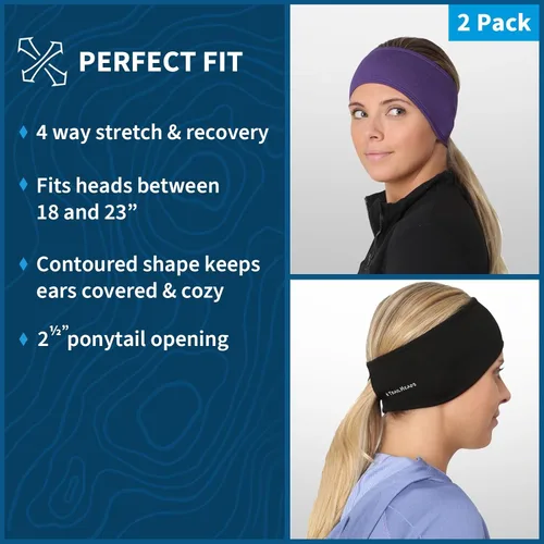 Miniatura 14 de TrailHeads - Diadema para mujer, diseño de cola de caballo, con banda para la oreja que absorbe la humedad, ideal para correr