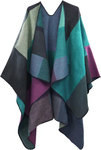 Miniatura 15 de Poncho chal para mujer, suéteres suaves y cálidos para mujer, parte delantera abierta, poncho de viaje para otoño, invierno y primavera