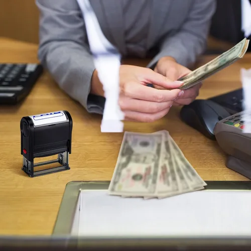 Miniatura 6 de 2 sellos para depósitos solo para cheques de negocios, oficina, depósitos bancarios, sello de goma autoentintado, cuentas por pagar, uso minorista