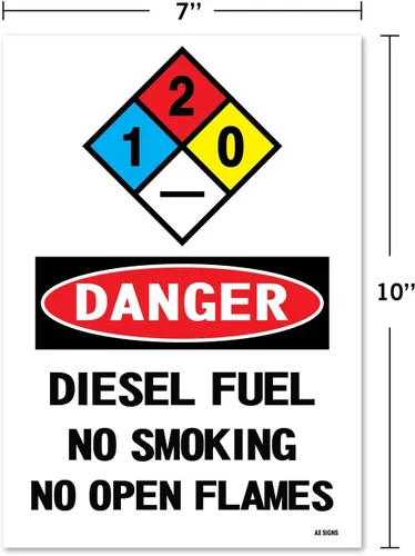 Miniatura 2 de Peligro: Diesel Fuel No Smoking No Open Flames Sign, 7 X 10 Pulgadas Vinilo Pegatina