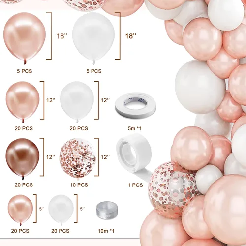 Miniatura 2 de Kit de arco de globos de oro rosa, globos de oro rosa, kit de guirnalda de globos de oro rosa, decoraciones de fiesta de oro rosa, decoraciones