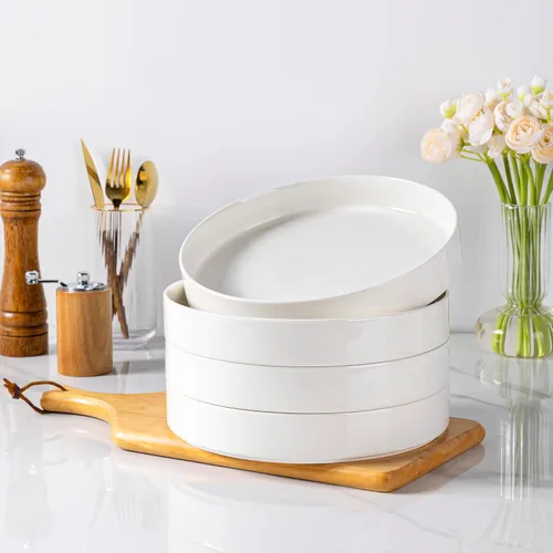 Miniatura 15 de LERATIO Tazones para pasta, cuencos de cerámica para pasta de 38 onzas, juego de 4 cuencos de pasta esmaltada reactiva de 9.0 pulgadas, aptos