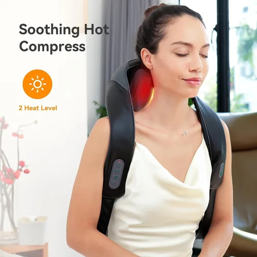 Miniatura 3 de Snailax Masajeador de cuello inalámbrico con calor para aliviar el dolor, tejido profundo, amasado 4D, masajeador recargable de cuello Shiatsu