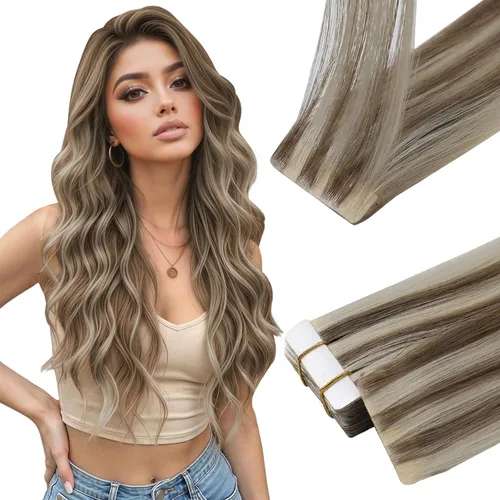 Miniatura 21 de Full Shine Invisi Edge - Extensiones de cabello con cinta adhesiva invisible de 36 cm, color 1 negro, máquina Remy, extensiones de cabello humano
