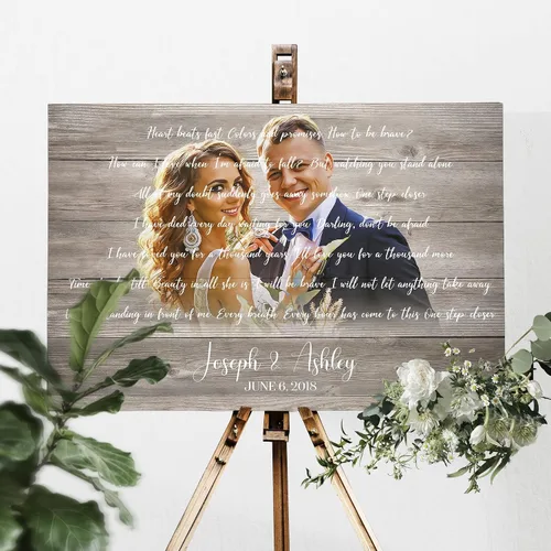 Miniatura 3 de Awesometik Letra de canción de boda con retrato personalizado de foto personalizada Primera danza canción favorita 1er aniversario renovación