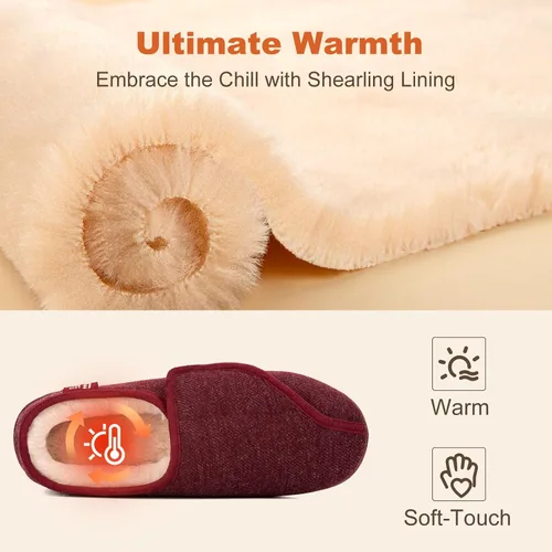 Miniatura 4 de LongBay Pantuflas ajustables para mujeres, de espuma viscoelástica, cómodas, anchas, zapatos de casa para diabéticos, Edema, ortopédicos