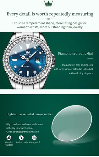 Miniatura 4 de OLEVS - Reloj de mujer de diamante, de cuarzo, analógico, de vestir, para mujer, de acero inoxidable, dos tonos, resistente al agua, luminoso