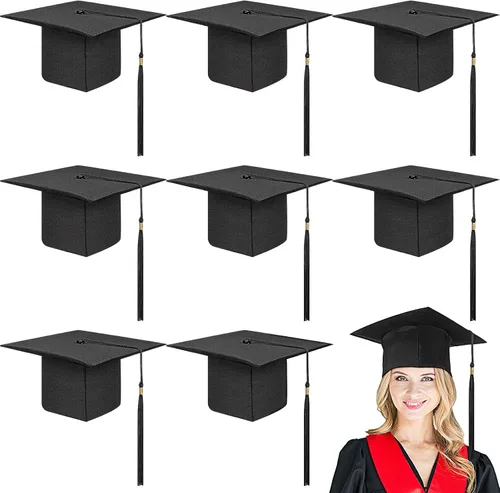 Geyoga 8 gorras de graduación a granel ajustables para adultos con borla para graduados, accesorios de disfraces, accesorios de fotos