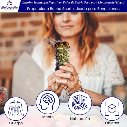 Miniatura 5 de Kit de manchas de salvia para la limpieza de energía negativa, hogar y creación de la energía de la felicidad, palitos de salvia con romero