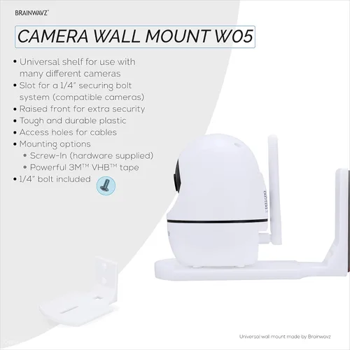 Miniatura 8 de Brainwavz - Estante pequeño de montaje en pared sin tornillos para monitores de bebé, cámaras de seguridad, altavoces, decoración, plantas y más
