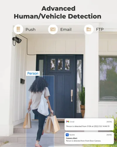 Miniatura 3 de REOLINK Cámara de seguridad PoE de 5 MP, vigilancia para interiores y exteriores, detección de humanos/vehículos/mascotas, visión nocturna IR de 100