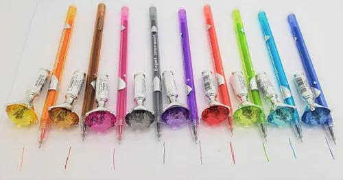 Miniatura 3 de Bolígrafos de gel de tinta multicolor con forma de diamante de 7 pulgadas (paquete de 24) para escribir, dibujar, notas, diario diario, diario