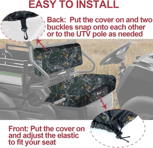 Miniatura 8 de StarknightMT Funda para Asiento de Banco Compatible con Kawasaki Mule 600/610 2005-2016 y Mule SX 2017-2023, Funda de Asiento UTV Impermeable de Camo
