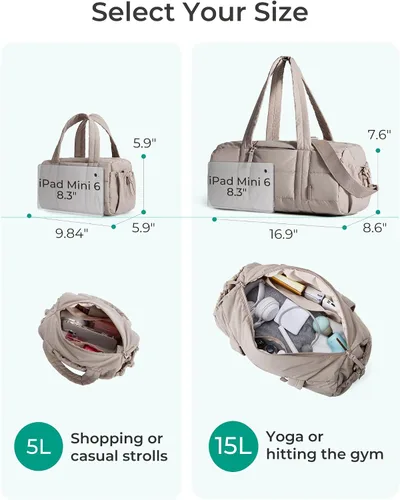 Miniatura 3 de BAGSMART Reiki - Bolsa de gimnasio para mujer, bolsa cruzada mediana para esterilla de yoga con bolsillo para artículos húmedos y secos, bolsa