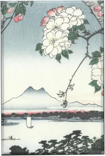 Geisudou N012 Goshuin Book, Utagawa Hiroshige, One Hundred Famous Views of Edo, Sumidagawa Suijin no Mori Masaki, Autumn Leaves in Manama
