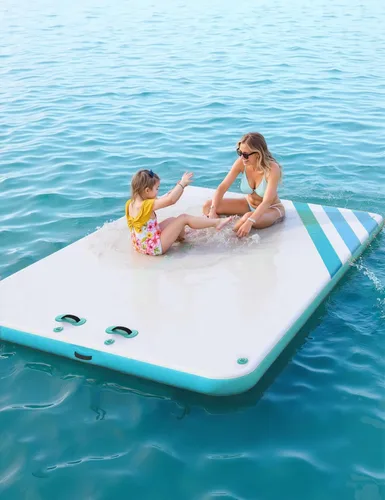 Miniatura 3 de Muelle flotante inflable, plataforma de muelle de aire, superficie antideslizante, flotadores gruesos para lago con bolsa de transporte portátil