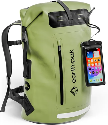 Miniatura 10 de Earth Pak Mochila impermeable - Mochila de senderismo resistente - Bolsa con cierre enrollable - Bolsa seca acolchada con carcasa impermeable