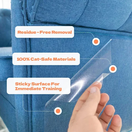 Miniatura 4 de Protector de sofá para arañazos para gatos, 10 hojas XL, transparente (casi invisible), extra duradero, fácil de personalizar, protector de muebles