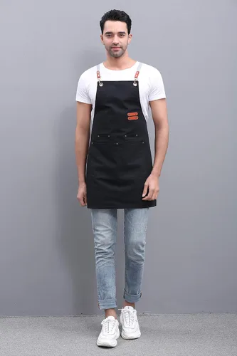 Miniatura 6 de Kingzhuo Delantal de lona ajustable con espalda cruzada para mujeres y hombres, M a XXL, Negro