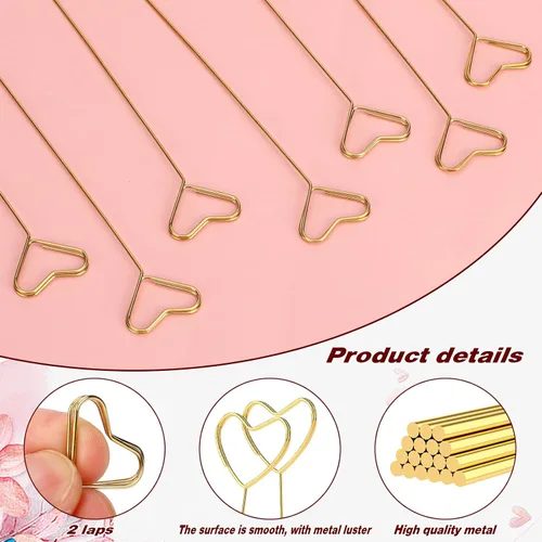 Miniatura 2 de KALIONE 20 tarjeteros de metal con diseño floral, clips de selección de flores en forma de corazón, soportes para números de mesa, tarjeta de metal