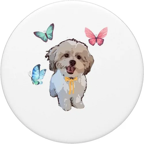 Miniatura 3 de Shih Tzu Perro con diseño de mariposas – PopSockets Grip y soporte para teléfonos y tabletas