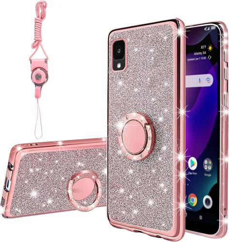 Miniatura 16 de Funda para Xiaomi Mi 11 Lite 4G/5G, cubierta protectora de TPU suave con cristal de purpurina con soporte de anillo 360, púrpura brillante Purpura