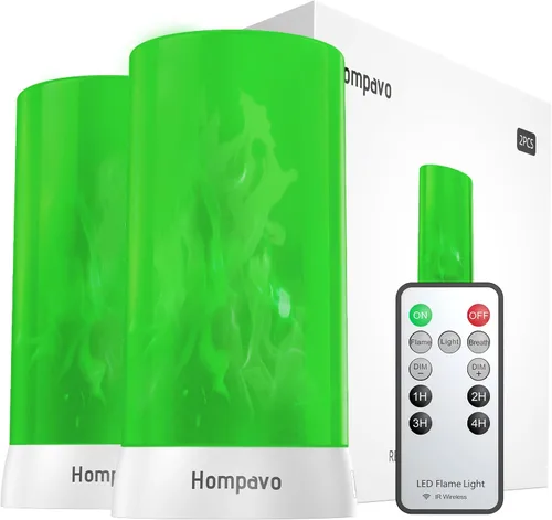 Miniatura 12 de Hompavo 【Actualizado】 Luces LED de llama, 4 modos de velas recargables sin llama con batería, linternas parpadeantes impermeables en pilar para sala