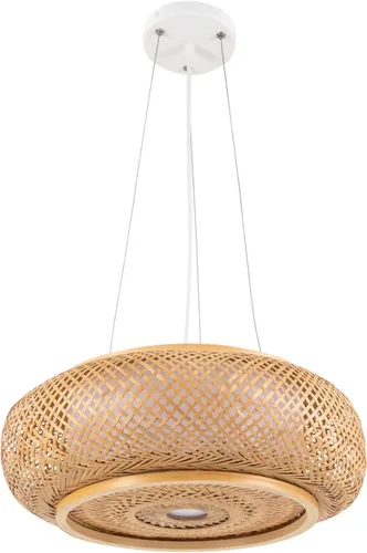 Lámpara colgante de bambú tejida a mano, lámpara de ratán de una sola luz, tejido de madera natural, accesorio colgante de techo con cable ajustable