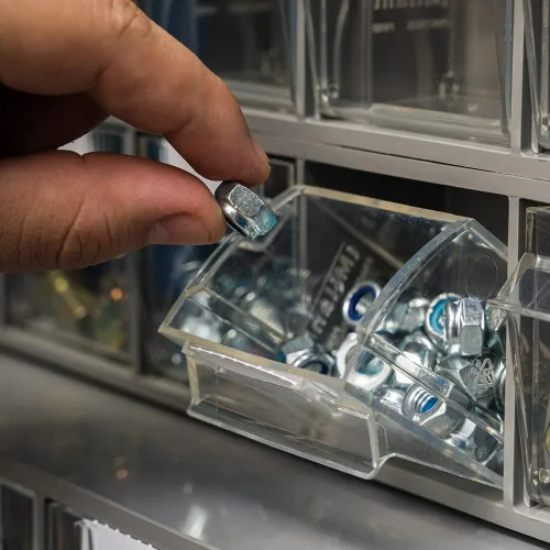 Miniatura 5 de Armario de almacenamiento con 4 contenedores inclinables, sistema organizador horizontal para el hogar, oficina, garaje, 23.6 pulgadas de ancho x