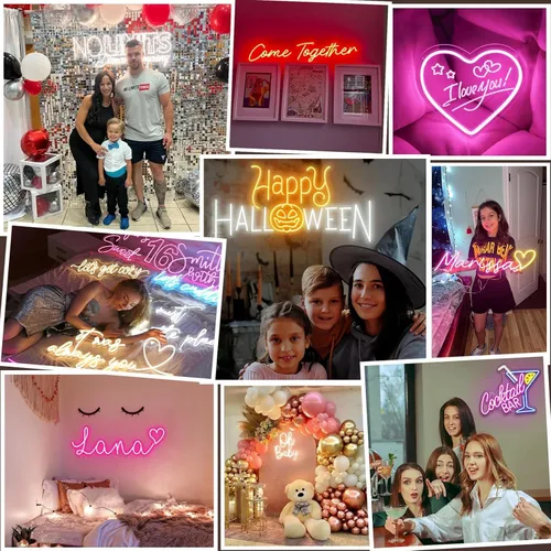 Miniatura 5 de Letrero de neón personalizado, luces LED personalizadas para decoración de pared de dormitorio, letras para cumpleaños, boda, fiesta, bar, negocio