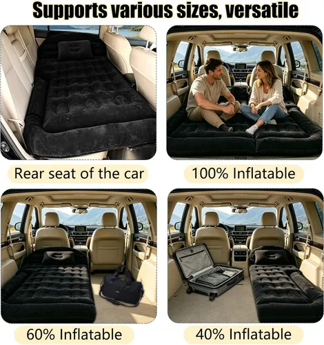 Miniatura 3 de Onirii Cama de colchón de aire SUV Cama de viaje portátil con 2 almohadas y bomba de aire para el maletero y el asiento trasero de SUV