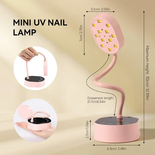 Miniatura 8 de AORAEM Lámpara UV para Uñas, Luz Mini de Cuello de Cisne UV para Uñas de Gel, Lámparas Recargables LED de 36W con 4 Temporizadores y Sensor